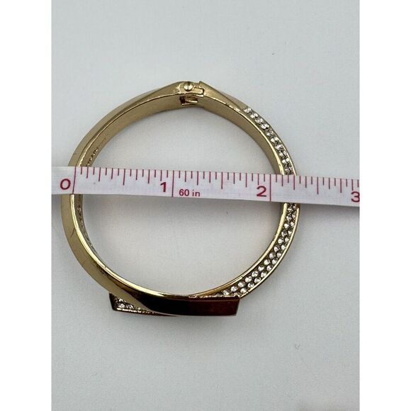 BCBGeneration Gold Tone Bypass Pave‎ Rhinestone Clamper Bangle Bracelet - Picture 10 of 10